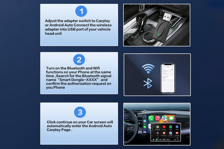 Wireless Adapter Auto Connect USB Dongle Compatible with Wired Carplay Android 2 in 1 Carplay Android Auto Plug and Play