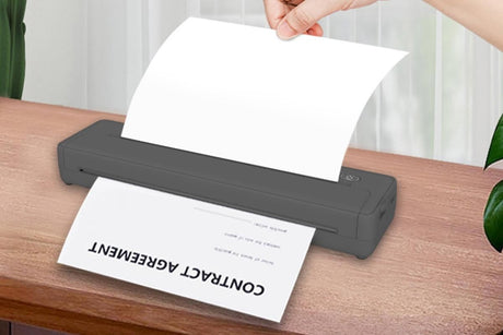 Portable Printer Wireless Bluetooth A4 Thermal Mobile Printer with 100Pcs Thermal Paper Inkless Printer Compatible with iOS Android for Office Car Home -Black