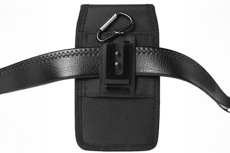 2Pcs Universal Black Oxford Cloth Phone Waist Pouch with Belt Clip and Card Holder Compatible with Most Smartphones - L