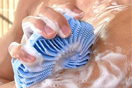 Silicone Body Cleansing Brush Shower Scrubber Gentle Exfoliating and Massage for all Kinds of Skin -Blue