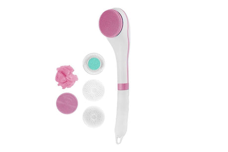 Rechargeable Body Brush Kit with Long Handle -Pink