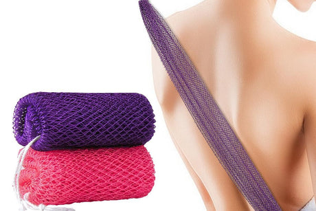 2PCS African Net Sponge Body Scrubber for Exfoliating and Bathing - Purple & Pink