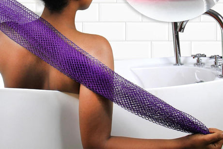 2PCS African Net Sponge Body Scrubber for Exfoliating and Bathing - Purple & Pink
