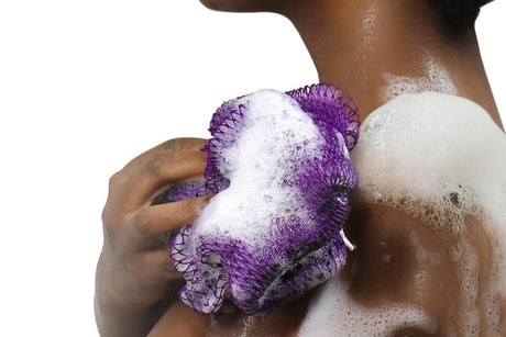 2PCS African Net Sponge Body Scrubber for Exfoliating and Bathing - Purple & Pink