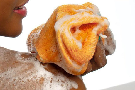 2PCS African Net Sponge Body Scrubber for Exfoliating and Bathing - Blue & Yellow