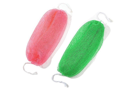 2PCS African Net Sponge Body Scrubber for Exfoliating and Bathing - Green & Pink