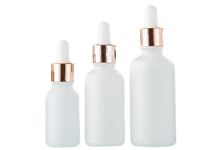 10 Pack Glass Dropper Bottles Rose Gold Caps for Essential Oils - 30ml