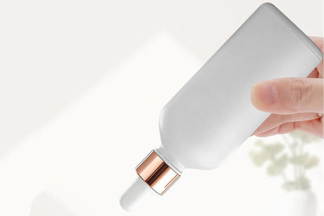 10 Pack Glass Dropper Bottles Rose Gold Caps for Essential Oils - 50ml