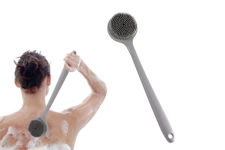 Long Handle Bath Shower Brush Back Scrubber Back Scrubber for Shower Bath Body Brush with Long Handle for Men and Women -Gray