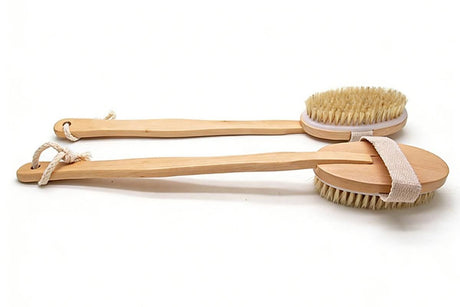 2 Pieces Long Handle Back Shower Brush with Detachable Hand Strap
