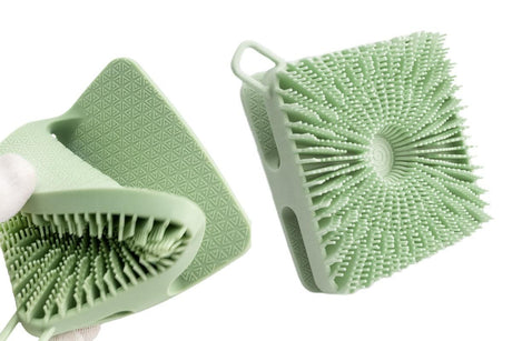 Dual Sided 2 In 1 Silicone Body Shower Scrubber Body Brush Buffer Scrubber - Green