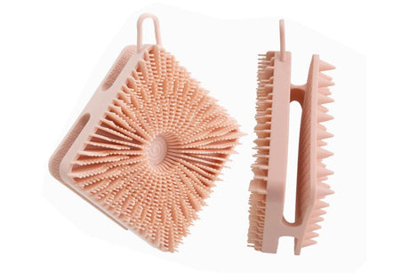 Dual Sided 2 In 1 Silicone Body Shower Scrubber Body Brush Buffer Scrubber - Pink