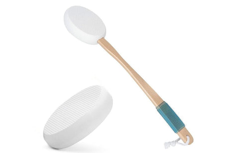 Back and Foot Lotion Applicator with 4 Replacement Pads Sunscreen Applicator Tool - White