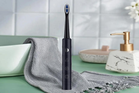Electric Toothbrush for Adults Powerful Sonic Toothbrush 6 Modes with 4 Replacement Brush Heads - Black