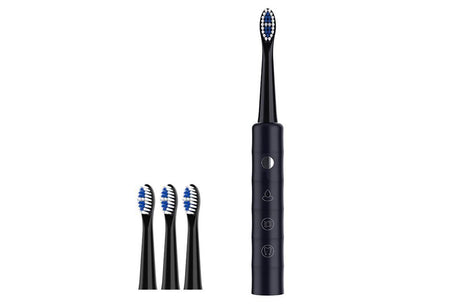 Electric Toothbrush for Adults Powerful Sonic Toothbrush 6 Modes with 4 Replacement Brush Heads - Black