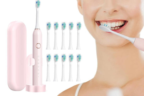 Electric Toothbrush for Adults Powerful Sonic Toothbrush 6 Modes with 4 Replacement Brush Heads - Black