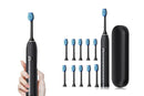 Electric Toothbrush with 10 Brush Heads and Travel Case Rechargeable Toothbrush Sets -Black