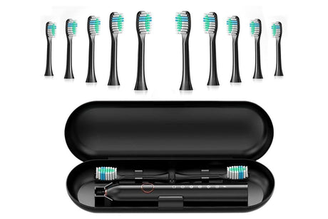 22000 VPM Electric Toothbrush for Adults with 10 Brush Heads and 6 Modes Toothbrush Sets - Black