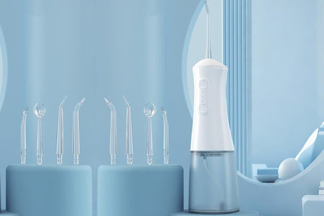 Cordless Rechargeable Portable Water Flosser for Teeth Gums Braces Care and Travel with 8 Flossing Tips