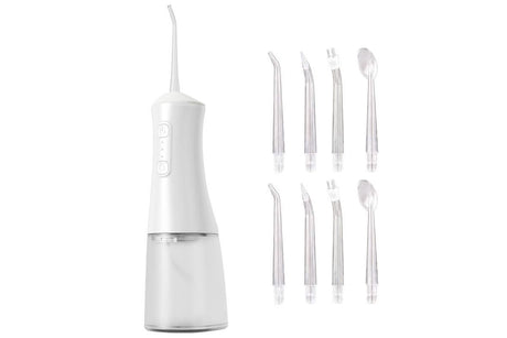 Cordless Rechargeable Portable Water Flosser for Teeth Gums Braces Care and Travel with 8 Flossing Tips