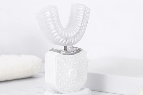 Rechargeable U-Shaped Electric Toothbrush Set for Daily Oral Care - White