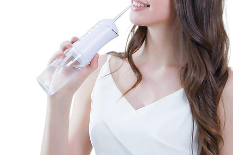 Cordless Portable Electric Water Flosser Teeth Cleaner Floss Irrigator With 4 Jet Tips - White