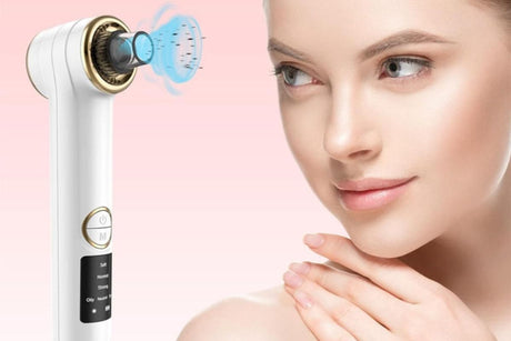 Blackhead Remover Pore Vacuum with Hot Compress 5 Probes for Women Men - White
