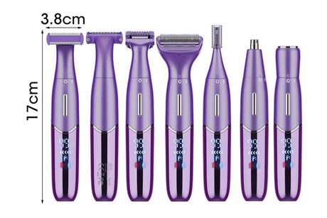 6-in-1 Women Electric Shaver Replaceable Heads for Whole Body Private Epilator Shaving Razor - Purple