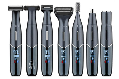 6-in-1 Women Electric Shaver Replaceable Heads for Whole Body Private Epilator Shaving Razor - Black