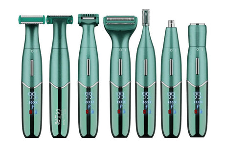 6-in-1 Women Electric Shaver Replaceable Heads for Whole Body Private Epilator Shaving Razor - Green