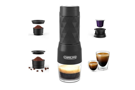 3 in 1 Portable Coffee Maker,Single Serve Manual Espresso Machine For Camping, Travel, Hiking, Fishing - White
