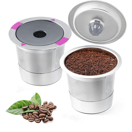 2 PCS Stainless Steel Coffee Filter Pods Compatible With Keurig 1.0 2.0 Reusable K Cups