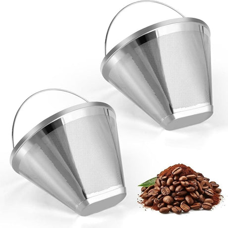 Stainless Steel Reusable Cone Shape Permanent Coffee Filter Mesh Basket 1pc