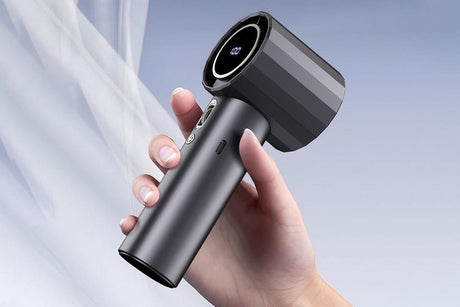 Portable Handheld Turbo Fan Windy Speed Adjustable Mini Personal Battery Operated Fan -Grey