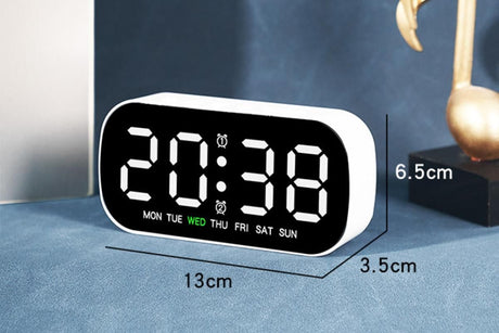 Electric Digital Alarm Clock LED Display Battery Backup Snooze Dual Alarm Clock - White