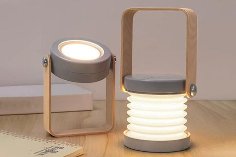 LED Desk Lamp for Office Home Wireless Reading Lamp Dimmable Foldable LED Night Light Portable Camping Flashlight Table Lamp -Grey