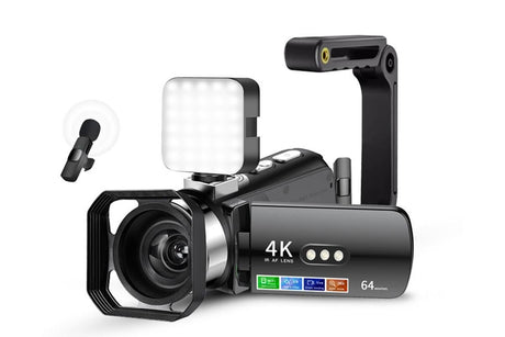 4K Video Camera Camcorder 64MP Vlogging Camera With 28X Digital Zoom for YouTube - Black Pro Version