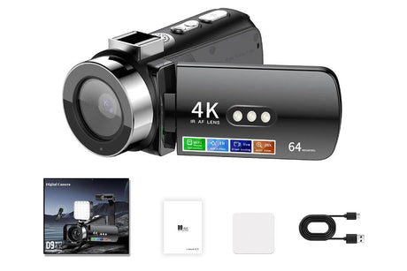 4K Video Camera Camcorder 64MP Vlogging Camera With 28X Digital Zoom for YouTube - Black Pro Version