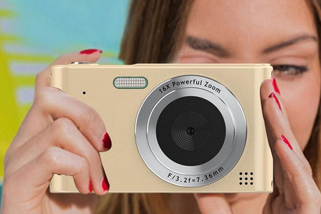 4K HD Digital Camera for Photography and Video Vlogging Camera Camera with 32G Memory Card 16X Digital Zoom -Gold