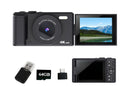 4K Digital Camera Flip Screen Autofocus for Vlogging and Photography Beginners - Black