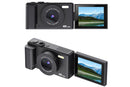 4K Digital Camera Flip Screen Autofocus for Vlogging and Photography Beginners - Black