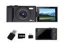4K Digital Camera Flip Screen Autofocus for Vlogging and Photography Beginners - Black
