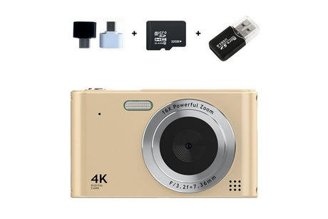 4K Digital Camera for Photography Vlogging Camera for YouTube Video 16X Digital Zoom with 32G Memory Card - Gold