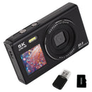 5K HD Dual Screen Digital Camera Point and Shoot Selfie Camera with LED Fill Light - Black
