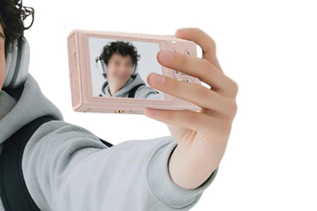5K HD Dual Screen Digital Camera Point and Shoot Selfie Camera with LED Fill Light - Pink
