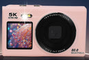 5K HD Dual Screen Digital Camera Point and Shoot Selfie Camera with LED Fill Light - Pink