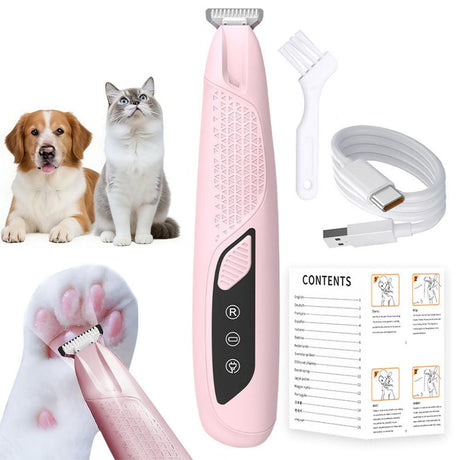 Pet Hair Trimmer Electric Clipper Rechargeable with LED Light for Pets Blue
