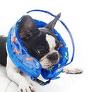 Soft Inflatable Pet Dog Cone Collar Anti Licking Scratching Blue - L