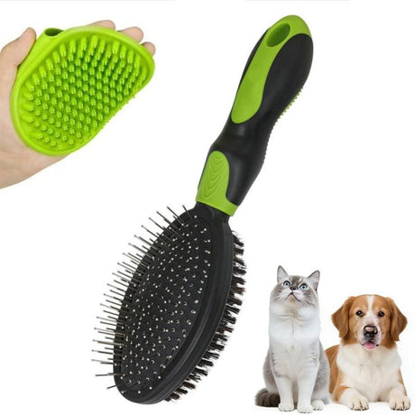 2PCS Pet Grooming Tools Double-Sided Brush for Shedding and Bathing for Short/Long Haired Dogs Cats Purple