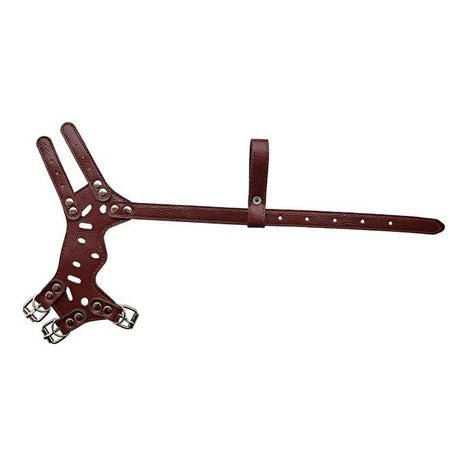 Adjustable PU Leather Dog Muzzle Pet Breathable Anti Bite Bark Chew Muzzles Brown - M